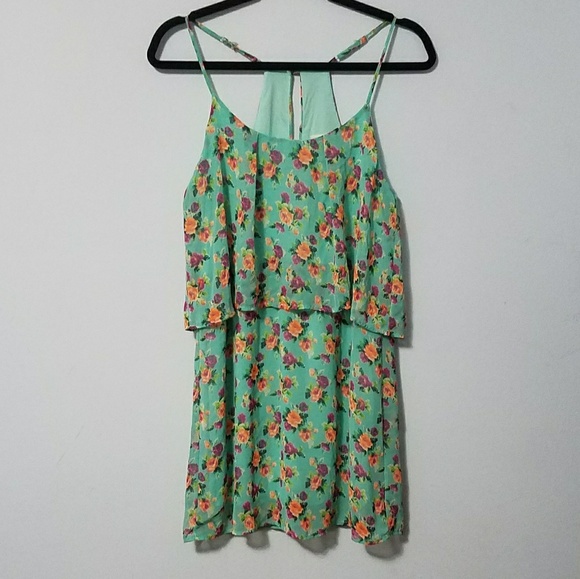 Anthropologie Dresses & Skirts - Flirty Everly aqua floral racerback sundress, S